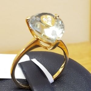 Italian fine jewels 18k yellow gold pearshape ring